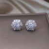 Korea Design Jewelry Copper Zircon Silver Color Geometric Earrings Simple and Elegant Women's Daily Work Accessories
