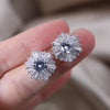 Korea Design Jewelry Copper Zircon Silver Color Geometric Earrings Simple and Elegant Women's Daily Work Accessories