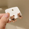 Korea Design Jewelry Cute Brown Plush Bear Earrings Sweet Student Women Gifts Daily Accessories