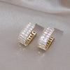 Korea Design Jewelry Delicate Copper Set  Double row Zircon Earrings Elegant Women's Prom Party Accessories