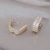 Korea Design Jewelry Delicate Copper Set  Double row Zircon Earrings Elegant Women's Prom Party Accessories