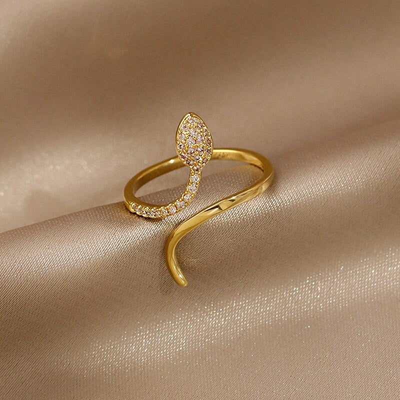 Korea Design Jewelry Delicate Copper Set Zircon Animal  Ring Elegant Women Simple Daily Work Accessories