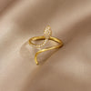 Korea Design Jewelry Delicate Copper Set Zircon Animal  Ring Elegant Women Simple Daily Work Accessories