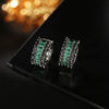 Korea Design Jewelry Delicate Copper Set Zircon Black Green Zircon Earrings Elegant Women's Daily Work Accessories