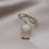 Korea Design Jewelry Delicate Copper Zircon 14K Gold Plated Tulip Ring  Women's Opening Adjustable Accessories