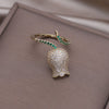 Korea Design Jewelry Delicate Copper Zircon 14K Gold Plated Tulip Ring  Women's Opening Adjustable Accessories