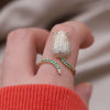 Korea Design Jewelry Delicate Copper Zircon 14K Gold Plated Tulip Ring  Women's Opening Adjustable Accessories