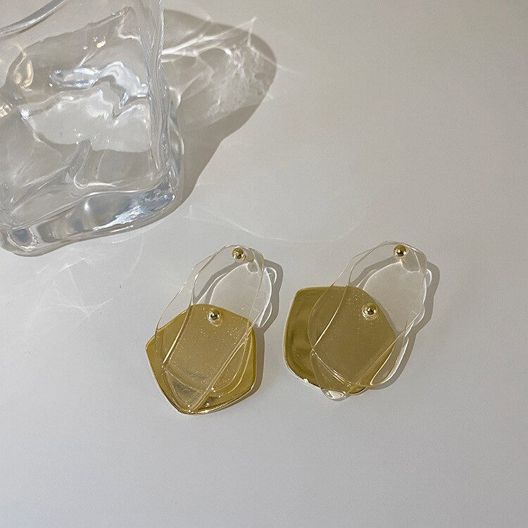 Korea Design Jewelry Exaggerated Multilayer Color Acrylic Irregular Earrings Modern Women's Popular Earrings