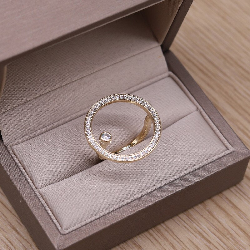 Korea Design Jewelry Exaggerated Round Simple Ring Elegant Women's Party Opening Adjustable Ring