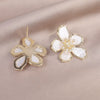 Korea Design Jewelry Exaggerated White Acrylic Zircon Flower Earrings Elegant Women's Wedding Party Earrings