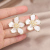 Korea Design Jewelry Exaggerated White Acrylic Zircon Flower Earrings Elegant Women's Wedding Party Earrings