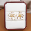 Korea Design Jewelry Exaggerated White Acrylic Zircon Flower Earrings Elegant Women's Wedding Party Earrings