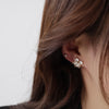 Korea Design Jewelry Exquisite AAA Zircon Flower Layered stud Earrings Elegant Women's White Oil Earrings