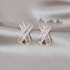 Korea Design Jewelry Exquisite Copper Inlaid Zircon Cross Earrings Elegant  Women's Wedding Party Accessories