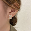 Korea Design Jewelry Exquisite Copper Inlaid Zircon Cross Earrings Elegant  Women's Wedding Party Accessories