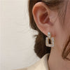 Korea Design Jewelry Exquisite Copper Inlaid Zircon Square Earrings Elegant Women's Wedding Accessories
