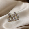 Korea Design Jewelry Exquisite Copper Inlaid Zircon Square Earrings Elegant Women's Wedding Accessories