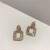 Korea Design Jewelry Exquisite Copper Inlaid Zircon Square Earrings Elegant Women's Wedding Accessories