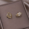 Korea Design Jewelry Exquisite Copper Set Zircon Claw Scallop Earrings Elegant Women's Daily Work Accessories