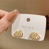 Korea Design Jewelry Exquisite Copper Set Zircon Claw Scallop Earrings Elegant Women's Daily Work Accessories