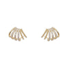 Korea Design Jewelry Exquisite Copper Set Zircon Claw Scallop Earrings Elegant Women's Daily Work Accessories