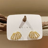 Korea Design Jewelry Exquisite Copper Set Zircon Claw Scallop Earrings Elegant Women's Daily Work Accessories