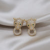 Korea Design Jewelry Exquisite Copper Set Zircon Colorful Animal Leopard Earrings  Women's Gala Party earrings