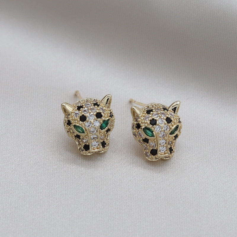Korea Design Jewelry Exquisite Copper Set Zircon Colorful Animal Leopard Earrings  Women's Gala Party earrings