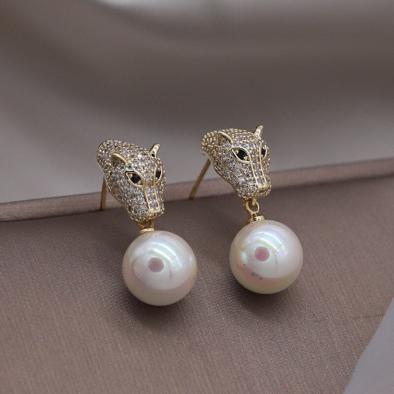 Korea Design Jewelry Exquisite Copper Set Zircon Colorful Animal Leopard Earrings  Women's Gala Party earrings