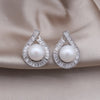 Korea Design Jewelry Exquisite Copper Set Zircon Crystal Pearl Earrings Elegant Women's Daily Work Accessories