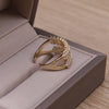 Korea Design Jewelry Exquisite Copper Set Zircon Double Layer Ring Elegant Urban Women Daily Work Accessories