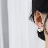 Korea Design Jewelry Exquisite Copper Set Zircon Leaf Pearl Earrings Elegant Women's Daily Work Accessories