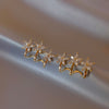 Korea Design Jewelry Exquisite Copper Set Zircon Three Flower Earrings  Shiny Women's Daily Accessories