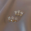Korea Design Jewelry Exquisite Copper Set Zircon Three Flower Earrings  Shiny Women's Daily Accessories
