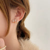 Korea Design Jewelry Exquisite Copper Set Zircon Three Flower Earrings  Shiny Women's Daily Accessories
