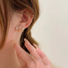 Korea Design Jewelry Exquisite Copper Set Zircon Three Flower Earrings  Shiny Women's Daily Accessories