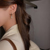 Korea Design Jewelry Exquisite Copper Set Zircon Water Drop Pendant Earrings Elegant Women's Party Accessories