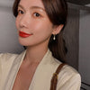 Korea Design Jewelry Exquisite Copper Set Zircon Water Drop Pendant Earrings Elegant Women's Party Accessories