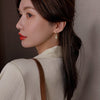 Korea Design Jewelry Exquisite Copper Set Zircon Water Drop Pendant Earrings Elegant Women's Party Accessories