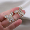 Korea Design Jewelry Exquisite  Full Zircon Bow Earrings Elegant Women Wedding Party Accessories