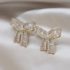Korea Design Jewelry Exquisite  Full Zircon Bow Earrings Elegant Women Wedding Party Accessories