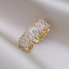 Korea Design Jewelry Exquisite  Full Zircon Geometric Water Drop Ring Elegant Women Wedding Party Opening Ring