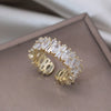 Korea Design Jewelry Exquisite  Full Zircon Geometric Water Drop Ring Elegant Women Wedding Party Opening Ring