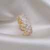 Korea Design Jewelry Exquisite  Full Zircon Geometric Water Drop Ring Elegant Women Wedding Party Opening Ring