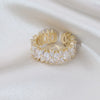 Korea Design Jewelry Exquisite  Full Zircon Geometric Water Drop Ring Elegant Women Wedding Party Opening Ring
