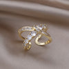 Korea Design Jewelry Exquisite  Zircon Cross Rings Elegant Women Prom Party Opening Adjustable Accessories