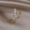 Korea Design Jewelry Exquisite  Zircon Cross Rings Elegant Women Prom Party Opening Adjustable Accessories