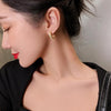 Korea Design Jewelry Exquisite Zircon Opal Dionysus Half Circle Earrings Elegant Women's Daily Work Accessories