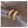 Korea Design Jewelry Exquisite Zircon Opal Dionysus Half Circle Earrings Elegant Women's Daily Work Accessories