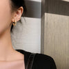 Korea Design Jewelry Exquisite Zircon Opal Dionysus Half Circle Earrings Elegant Women's Daily Work Accessories